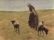 Max Liebermann Woman with Goats USA oil painting artist
